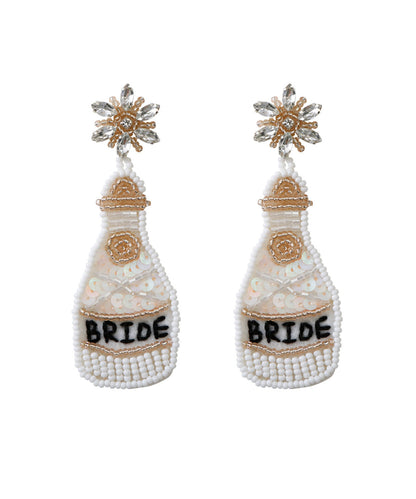 Regular White Hand Knitting Rice Ball Graphic Wine Bottle Drop Earrings