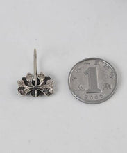 Load image into Gallery viewer, Retro Blue Sterling Silver Cloisonne Peony Stud Earrings
