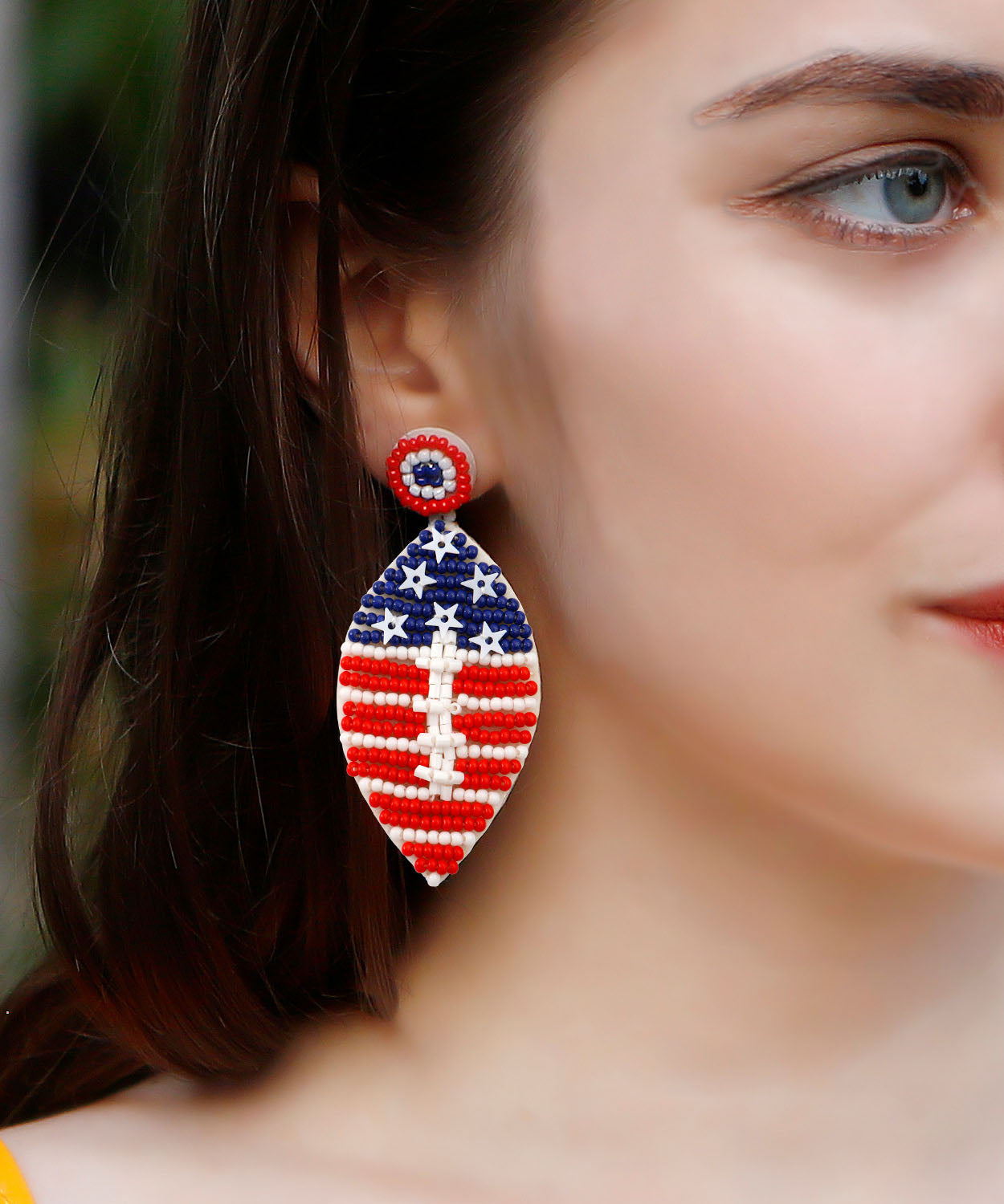 Retro Colorblock Rice Ball Pentagram Drop Earrings