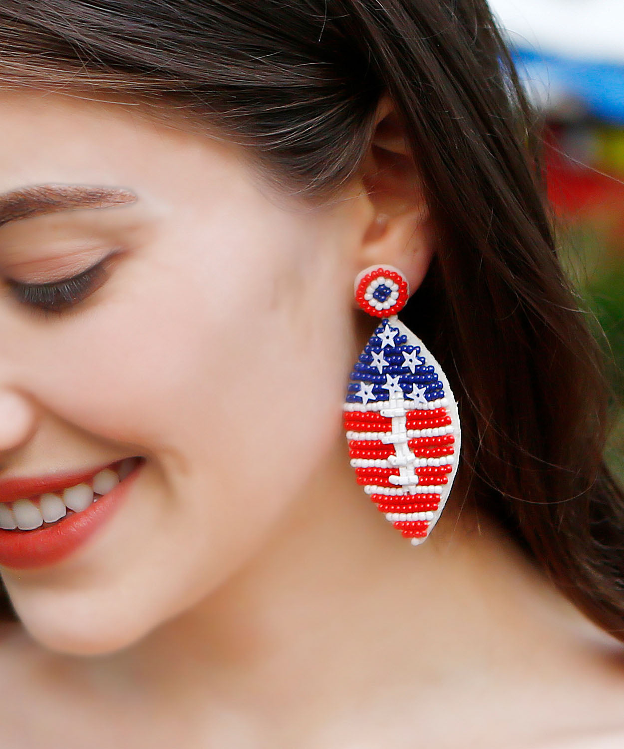 Retro Colorblock Rice Ball Pentagram Drop Earrings