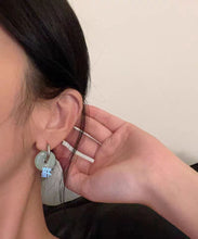 Load image into Gallery viewer, Retro Light Green Copper Jade Graphic Circle Hoop Earrings