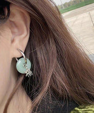 Load image into Gallery viewer, Retro Light Green Copper Jade Graphic Circle Hoop Earrings
