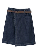 Load image into Gallery viewer, Retro Navy Patchwork High Waist Solid Half Jeans