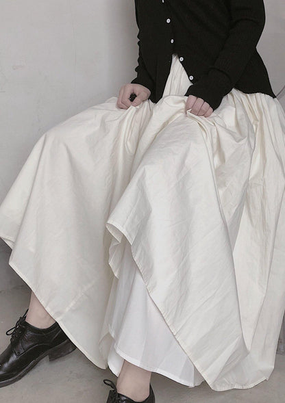 Retro Pleated Skirt Women's White Half Skirt