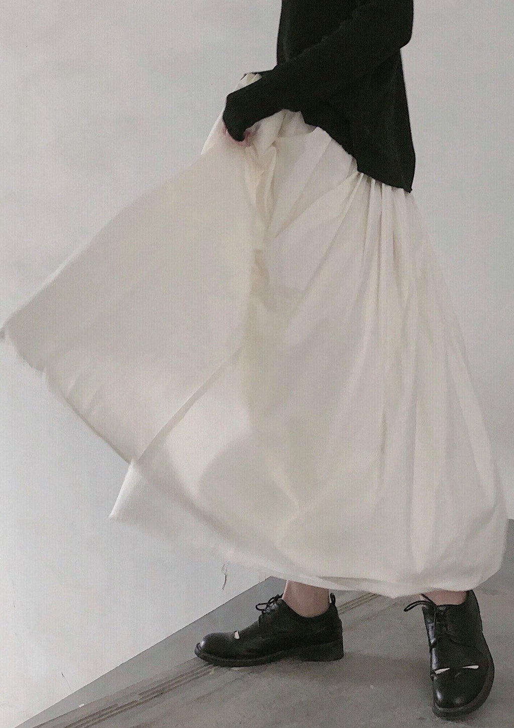 Retro Pleated Skirt Women's White Half Skirt