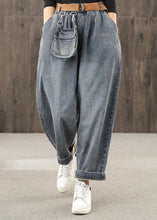 Load image into Gallery viewer, Retro denim blue autumn new trousers plus size harem pants