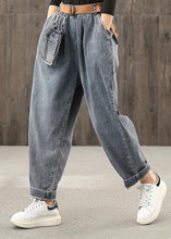 Load image into Gallery viewer, Retro denim blue autumn new trousers plus size harem pants