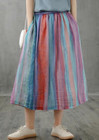 Retro half-length skirt women loose and thin striped midi skirt