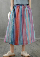 Load image into Gallery viewer, Retro half-length skirt women loose and thin striped midi skirt