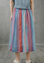 Retro half-length skirt women loose and thin striped midi skirt