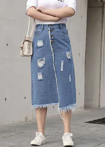 Retro Casual Large Elastic Waist 2021 Spring New Denim Skirt