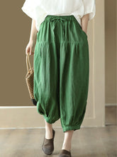 Load image into Gallery viewer, Plus Size Women Summer Solid Pocket Pleat Drawstring Harem Pants