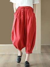 Load image into Gallery viewer, Plus Size Women Summer Solid Pocket Pleat Drawstring Harem Pants