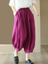 Load image into Gallery viewer, Plus Size Women Summer Solid Pocket Pleat Drawstring Harem Pants