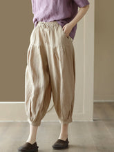 Load image into Gallery viewer, Plus Size Women Summer Solid Pocket Pleat Drawstring Harem Pants