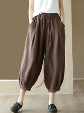 Load image into Gallery viewer, Plus Size Women Summer Solid Pocket Pleat Drawstring Harem Pants