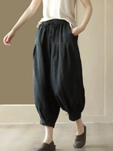 Load image into Gallery viewer, Plus Size Women Summer Solid Pocket Pleat Drawstring Harem Pants