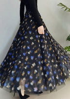 Sexy Black High Waist Tulle A Line Skirt Spring