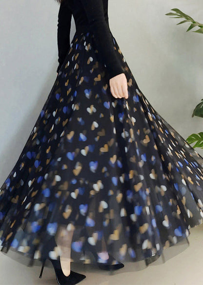 Sexy Black High Waist Tulle A Line Skirt Spring