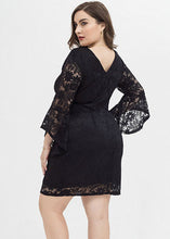 Load image into Gallery viewer, Sexy Black O-Neck Solid Lace Mid Dresses Fall