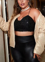 Sexy Gold O-Neck Sequins Solid Cardigans Long Sleeve