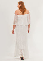 Sexy White Slash Neck Patchwork Lace Long Dresses Summer