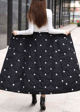 Load image into Gallery viewer, Simple Black Embroideried Pockets Fine Cotton Filled Skirts Winter