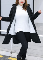 Simple Black Hooded Pockets Fleece Wool Lined Jackets Winter