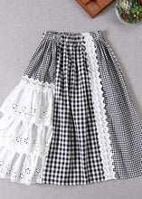 Load image into Gallery viewer, Simple Black Patchwork White Plaid Fall A Line Skirt