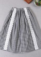 Load image into Gallery viewer, Simple Black Patchwork White Plaid Fall A Line Skirt