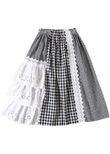 Load image into Gallery viewer, Simple Black Patchwork White Plaid Fall A Line Skirt