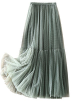 Simple Green Patchwork Dot Tulle Skirt Spring