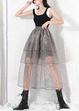 Load image into Gallery viewer, Simple Grey Ruffles Cinched  Skirts Summer