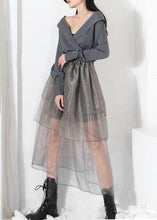 Load image into Gallery viewer, Simple Grey Ruffles Cinched  Skirts Summer