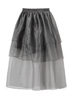 Simple Grey Ruffles Cinched  Skirts Summer