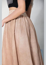 Load image into Gallery viewer, Simple Khaki Elastic Waist Asymmetrical design Skirt Cotton Linen