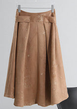 Load image into Gallery viewer, Simple Khaki tie waist Embroideried Corduroy Skirts Spring