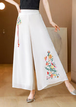 Load image into Gallery viewer, Simple White Embroideried Tassel Chiffon Straight Pants Summer