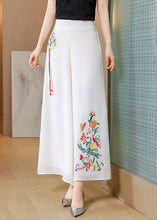 Load image into Gallery viewer, Simple White Embroideried Tassel Chiffon Straight Pants Summer