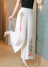 Load image into Gallery viewer, Simple White Embroideried Tassel Chiffon Straight Pants Summer