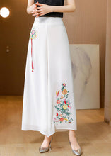 Load image into Gallery viewer, Simple White Embroideried Tassel Chiffon Straight Pants Summer