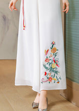 Load image into Gallery viewer, Simple White Embroideried Tassel Chiffon Straight Pants Summer