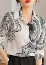 Load image into Gallery viewer, Simple White Peter Pan Collar Print Chiffon Shirt Tops Spring