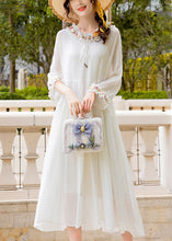 Load image into Gallery viewer, Simple White Ruffled Exra Large Hem Silk Long Dress Spring
