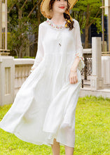 Load image into Gallery viewer, Simple White Ruffled Exra Large Hem Silk Long Dress Spring