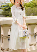 Load image into Gallery viewer, Simple White Ruffled Exra Large Hem Silk Long Dress Spring