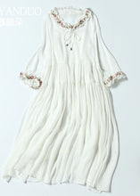 Load image into Gallery viewer, Simple White Ruffled Exra Large Hem Silk Long Dress Spring