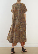 Load image into Gallery viewer, Simple khaki two pieces linen Long Shirts elastic waist straight pants