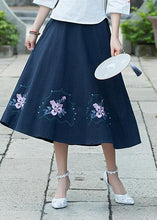 Load image into Gallery viewer, Simple navy Cotton skirt2019 Photography A line skirts embroidery Dresses Summer skirt