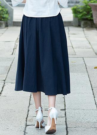 Simple navy Cotton skirt2019 Photography A line skirts embroidery Dresses Summer skirt